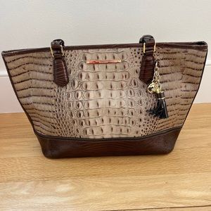 Brahmin Medium Asher Tote in Taupe with Dark Brown Trim